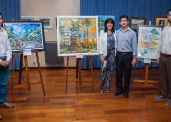 Daniel Costas ganó el concurso de pintura del Colegio  de Escribanos con la obra “Plaza Central”
