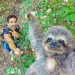 La selfie que se hizo viral de un sonriente perezoso
