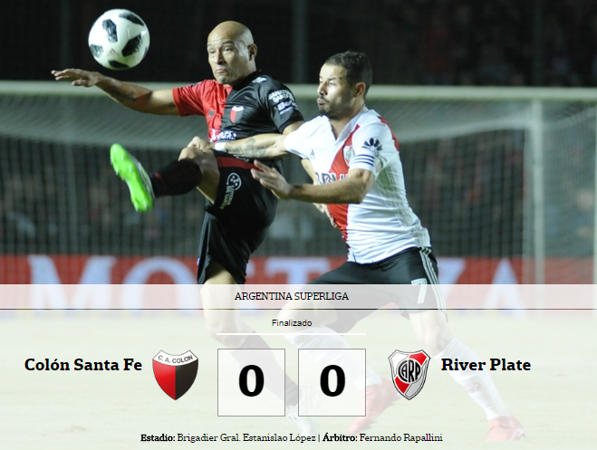 Colón-River, por la Superliga: el equipo de Gallardo no pasó del cero y quedó fuera de la próxima Copa Libertadores