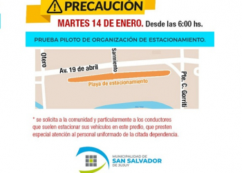 Prueba piloto de estacionamiento en Av. 19 de Abril, entre Otero y Gorriti