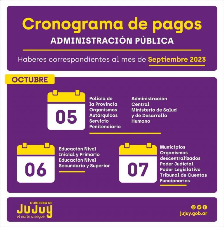 5 de Octubre comienza el cronograma de pagos de la administración ...