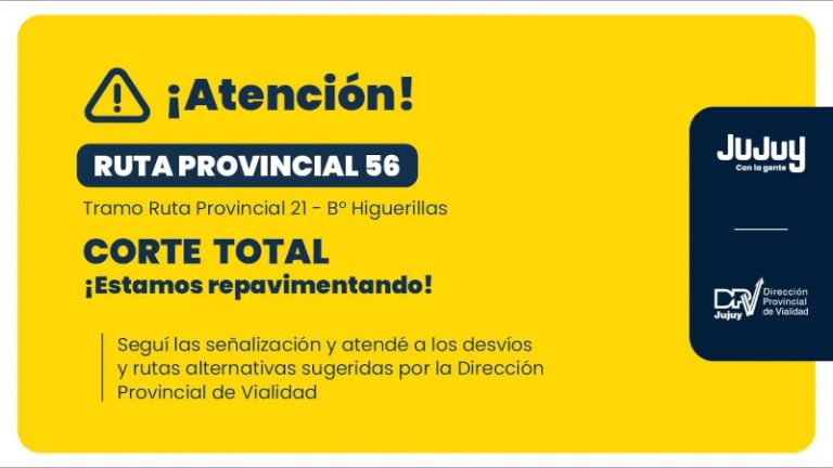 Corte total de tránsito en la Ruta Provincial 56 por obras de ...