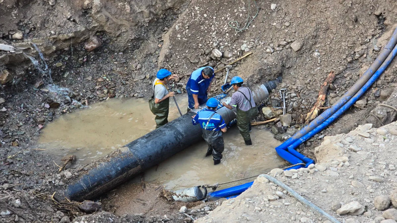 Agua Potable de Jujuy informa avances en la reparación de la rotura en acueducto principal del Río Grande