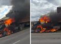Incendio de un camión cañero en Güemes: tensión en Ruta 34